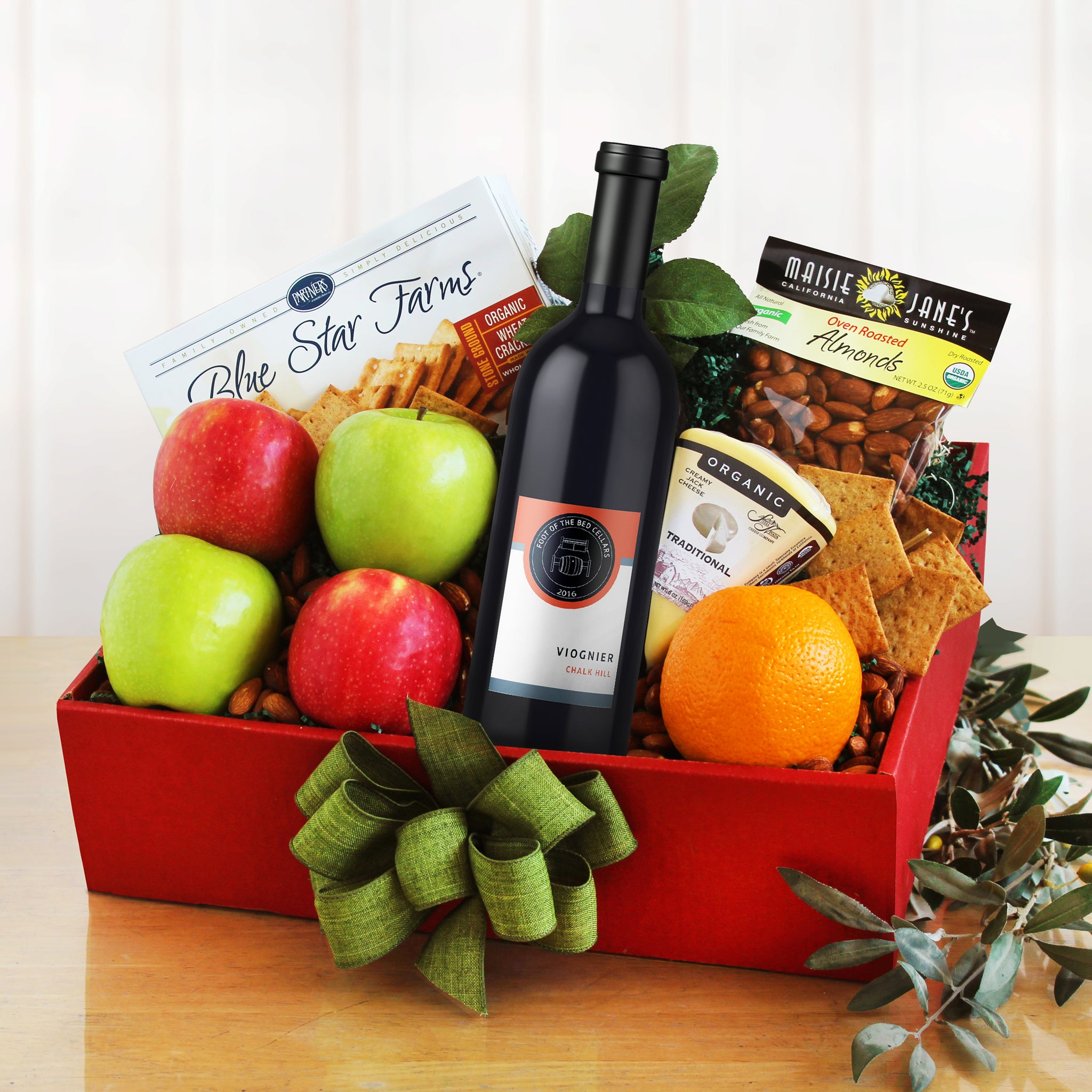 Organic Fruit and Wine Gift Basket